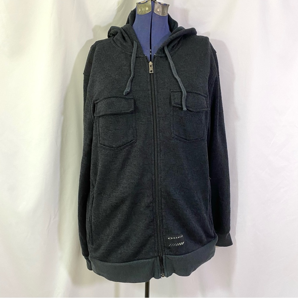 Men’s Oakley Dark Gray Zip Up Hoodie Xl Hooded Sweatshirt